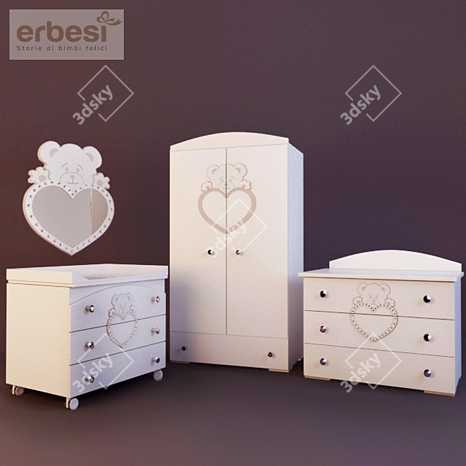 Erbesi Cucciolo Nursery Furniture 3D model image 1