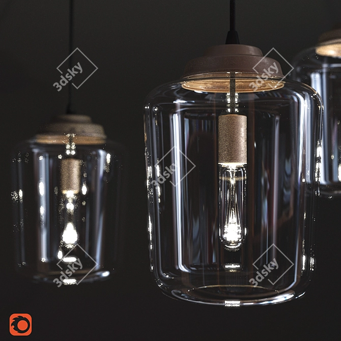 Elegant Glass Pendant Light 3D model image 1