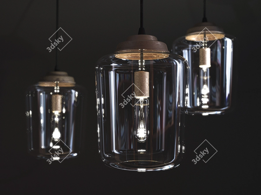 Elegant Glass Pendant Light 3D model image 2