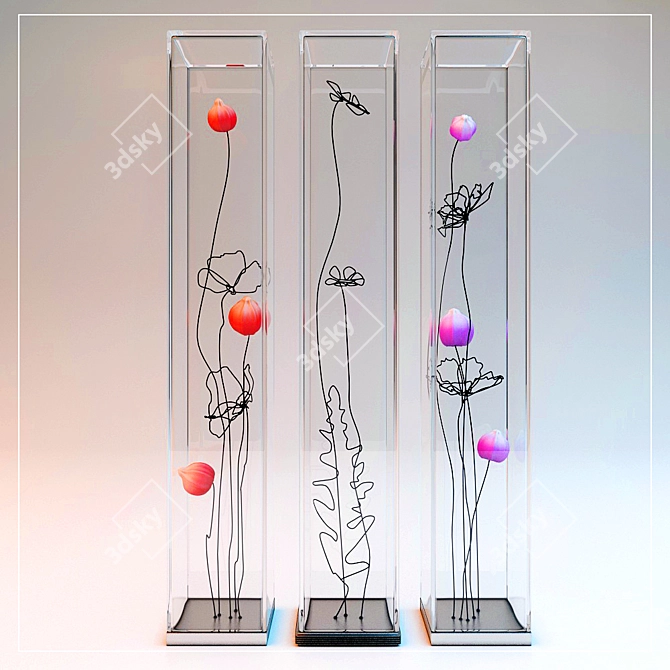 Wire Floral Vases: Modern Decor 3D model image 1