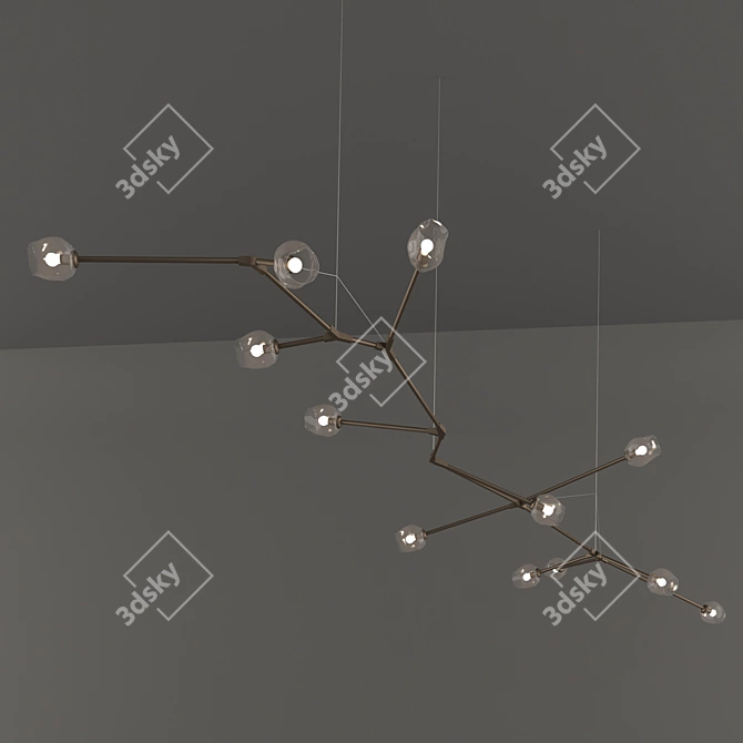 Gilded Branch Lamp 3D model image 3