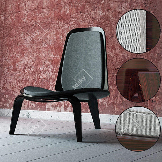 Elegant Dark Wood Chair 3D model image 1