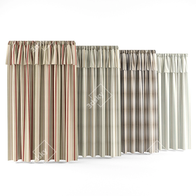 Contemporary Drapes | 2.40M Height 3D model image 2