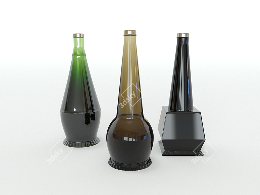 Sleek Form Bottles 3D model image 1