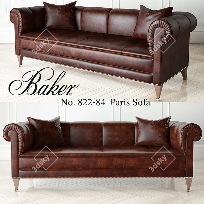 Elegant Paris Sofa: 84x34x30 inches 3D model image 1