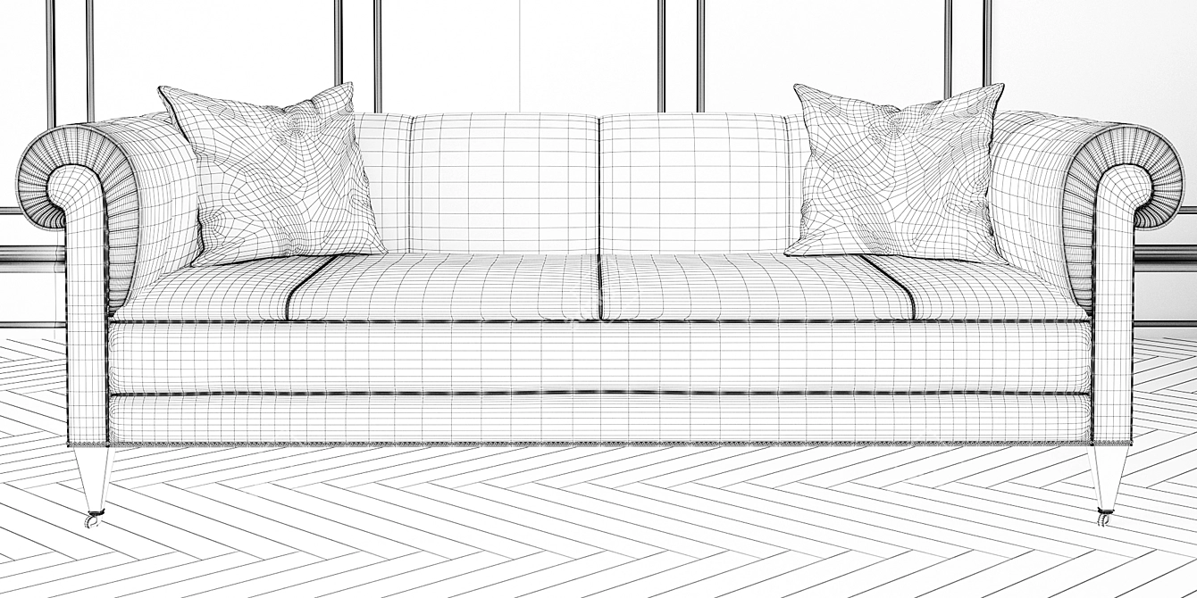 Elegant Paris Sofa: 84x34x30 inches 3D model image 2