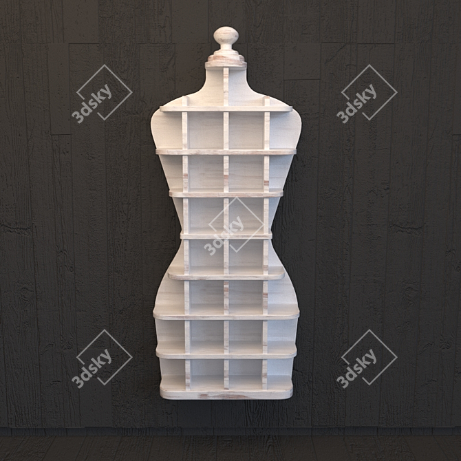  "MAGICAL MARGARET: White Wooden Shelf 3D model image 1