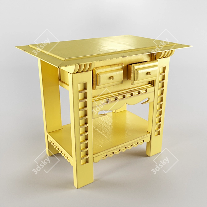 Rustic Wooden Nightstand 3D model image 1