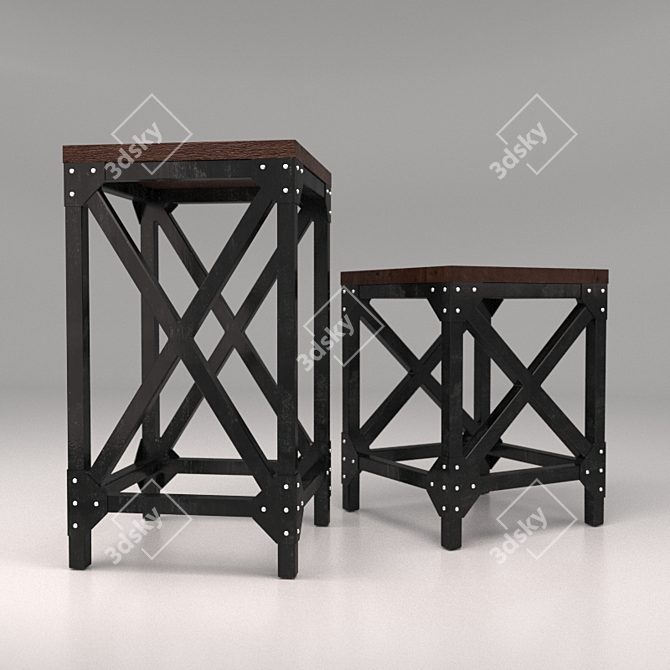 Industrial Loft BAR Chairs and Stools 3D model image 1