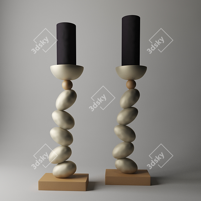Elegant Metal Candle Holder 3D model image 1