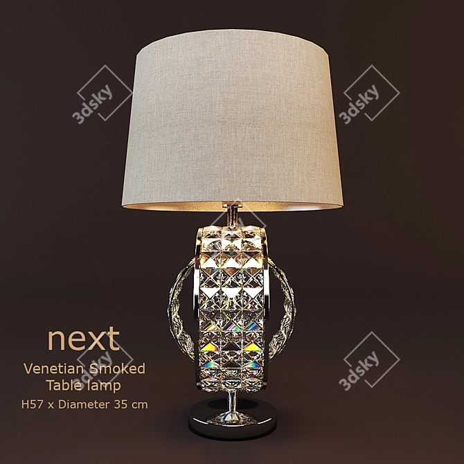 Smoked Glass Beaded Table Lamp 3D model image 1