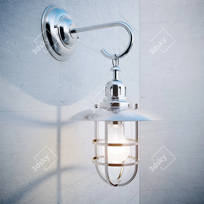 Nickel Fisherman Sconce - Perfect Lighting for Kids' Room! 3D model image 1