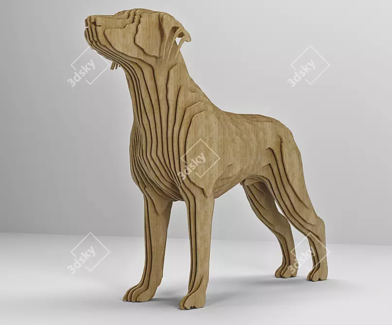 Plywood Pup Sculpture 3D model image 1