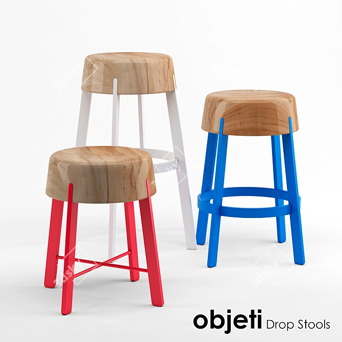 Objeti Drop Stools: Versatile Heights 3D model image 1