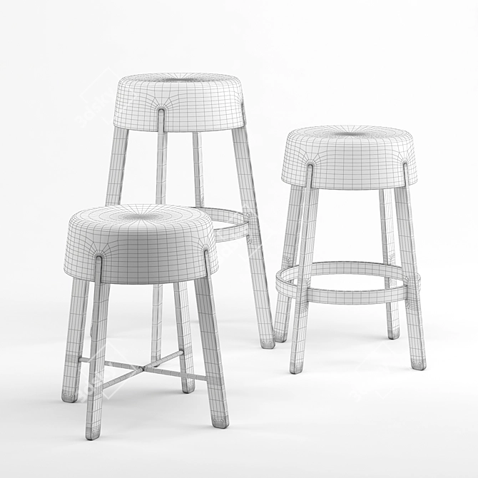 Objeti Drop Stools: Versatile Heights 3D model image 2