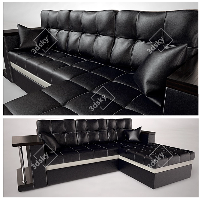 Barcelona Leather Sofa 3D model image 1
