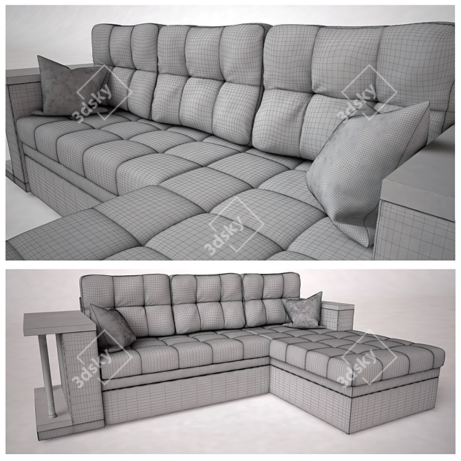 Barcelona Leather Sofa 3D model image 2