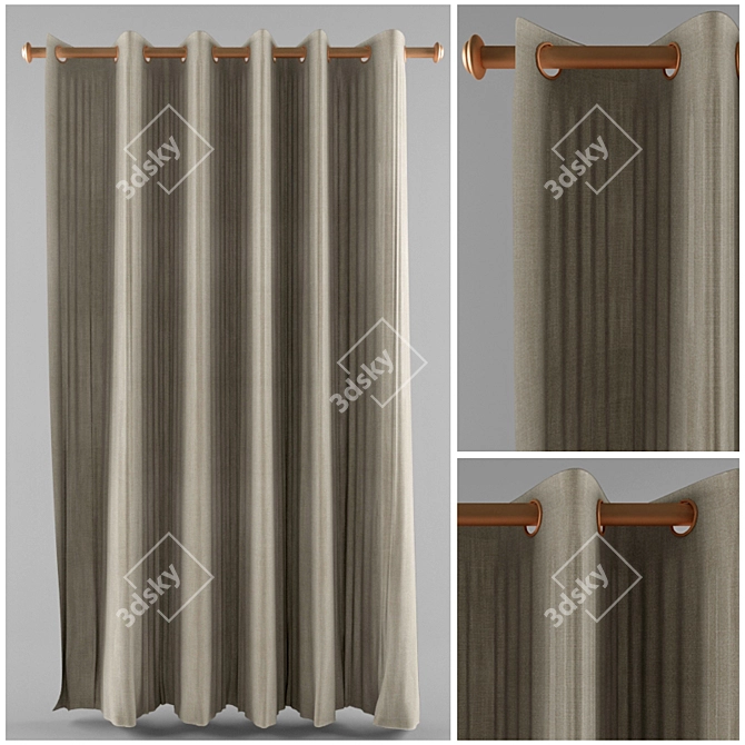 Modern Zigzag Curtain 3D model image 1