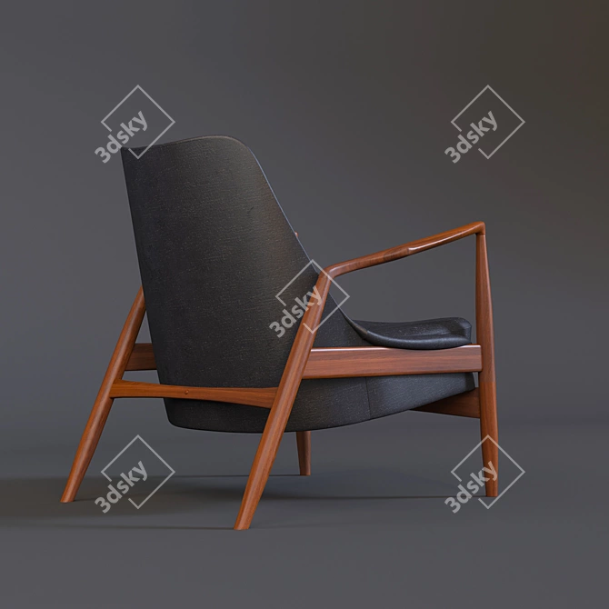 Sleek Seal Lounge Chair 3D model image 2