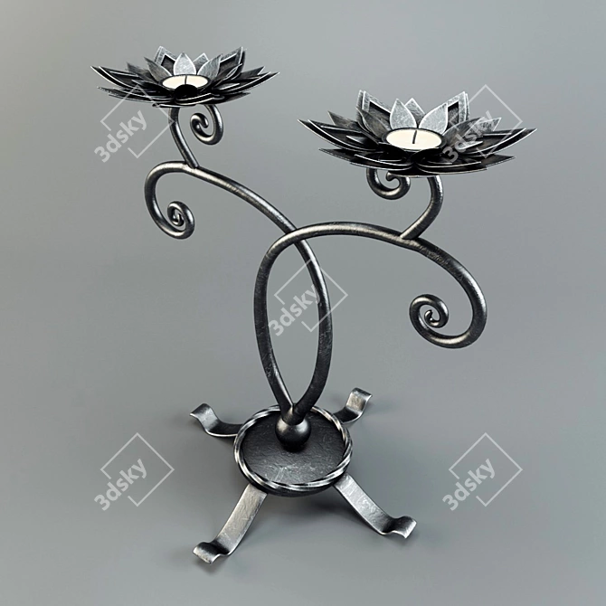 Classic Wrought-Iron Candlestick 3D model image 2