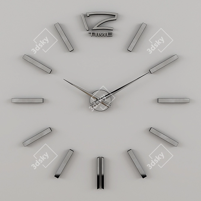 Sleek Silver Wall Clock 3D model image 1