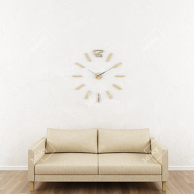 Sleek Silver Wall Clock 3D model image 2