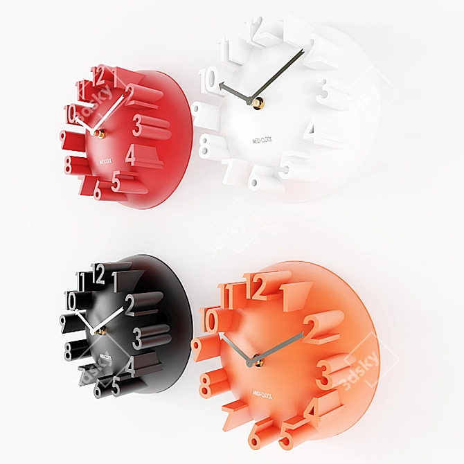 Modern Square Wall Clock 3D model image 2