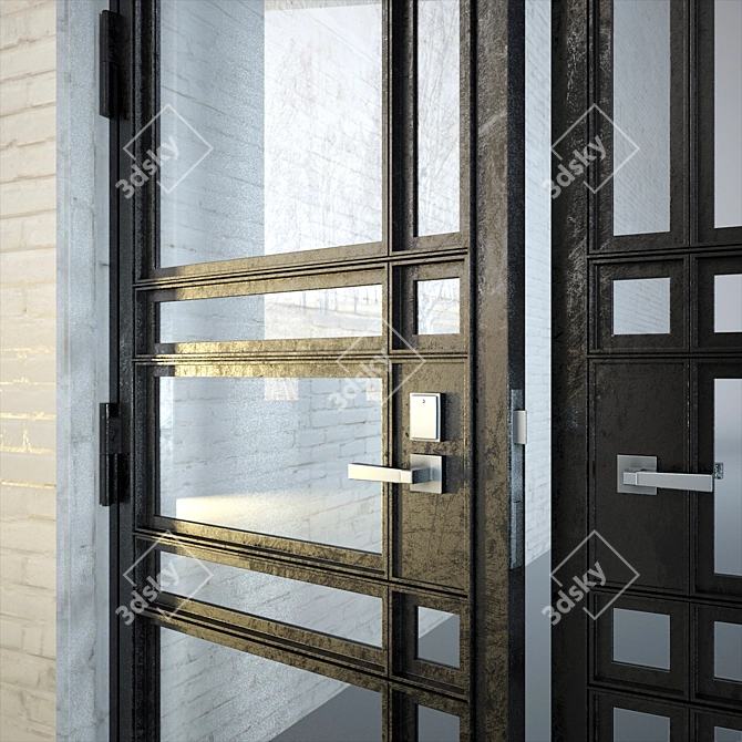 Industrial Metal Loft Door 3D model image 2