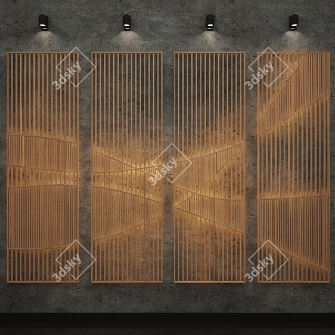 Glowing Wooden Wall Panel 3D model image 1