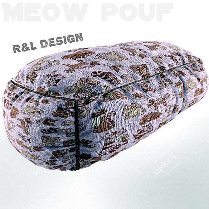 Meow Pouf: Modern 3D Cat-design Seating 3D model image 1