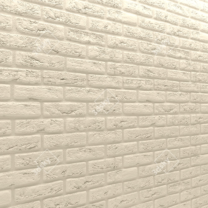 Brick Masonry – White Stone Wall 3D model image 3