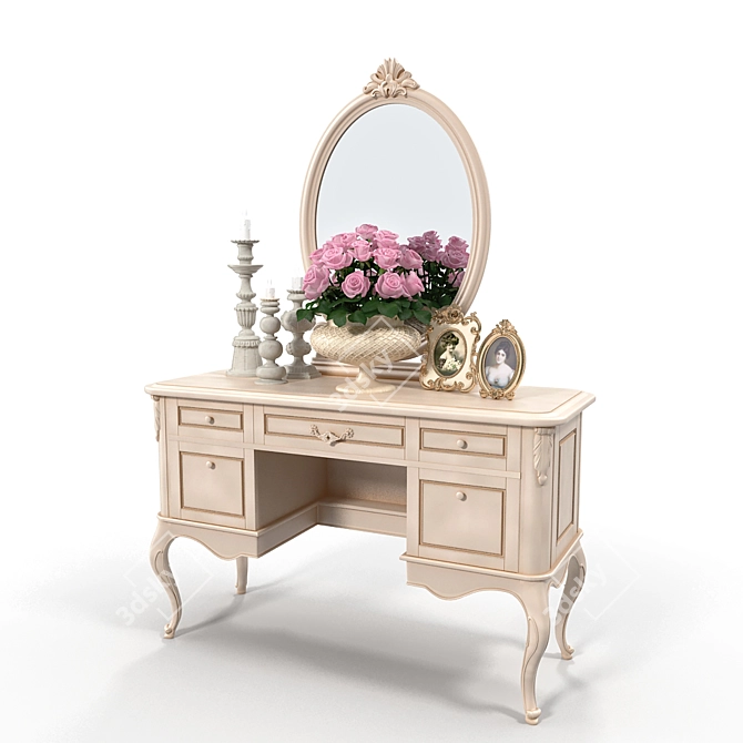 Elegant Fiore Bianco Vanity Table 3D model image 1