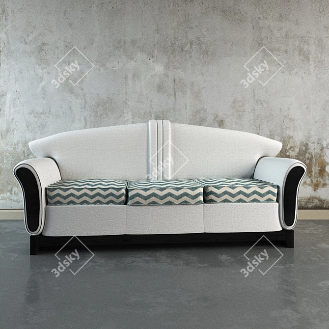 Elegant Dark Wood Sofa 3D model image 1