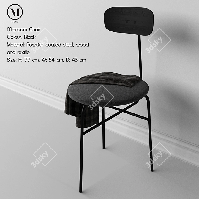 Sleek Black Afteroom Chair 3D model image 1