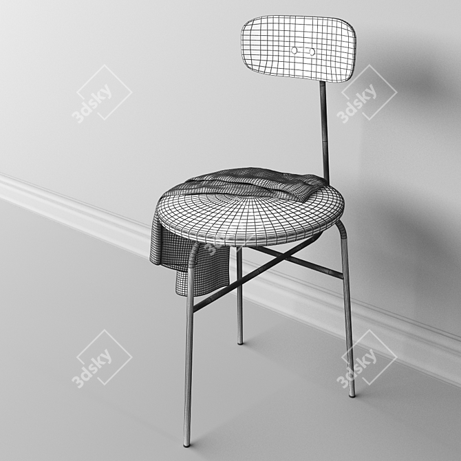 Sleek Black Afteroom Chair 3D model image 2