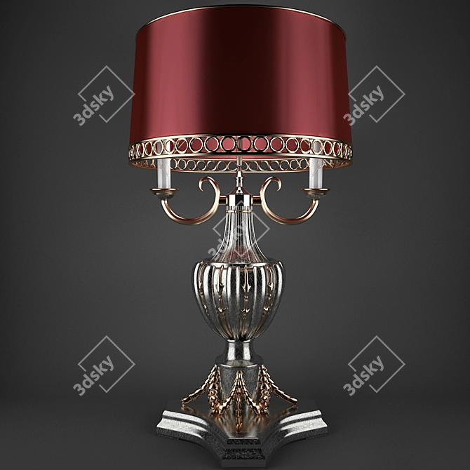 Vintage Bronze Table Lamp 3D model image 1