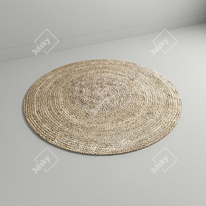 Natural Round Woven Rug 3D model image 1