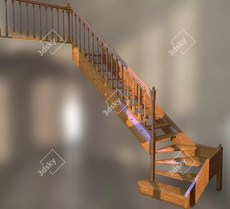 Spiral Staircase with Curved Steps 3D model image 1