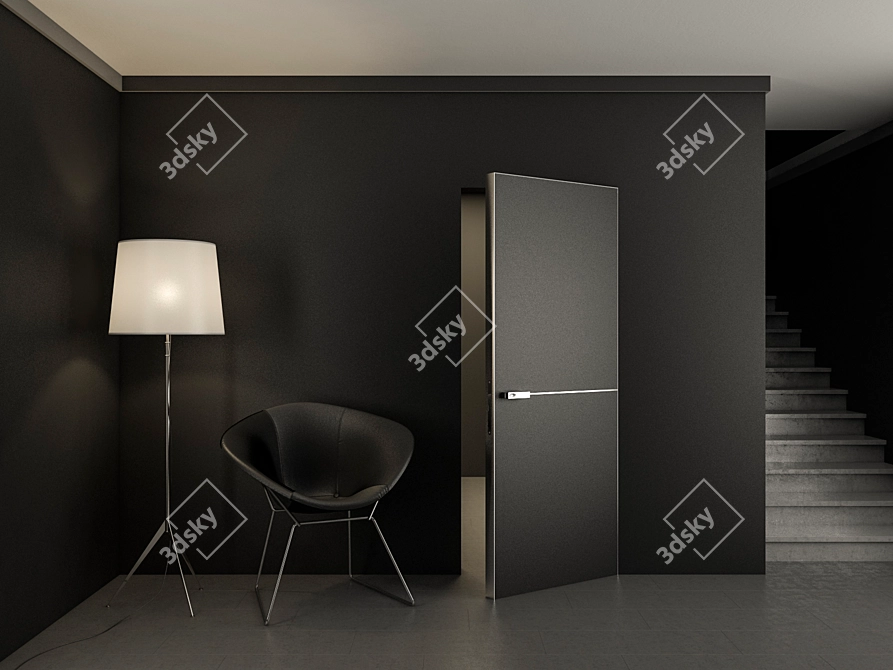 Elegant Matte Black Profil Doors 3D model image 2