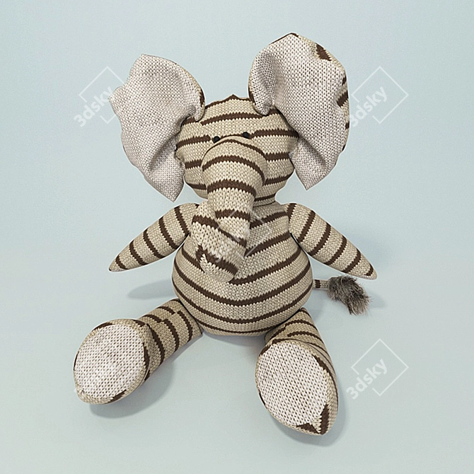 Cuddly Elephant Plush Toy 3D model image 1