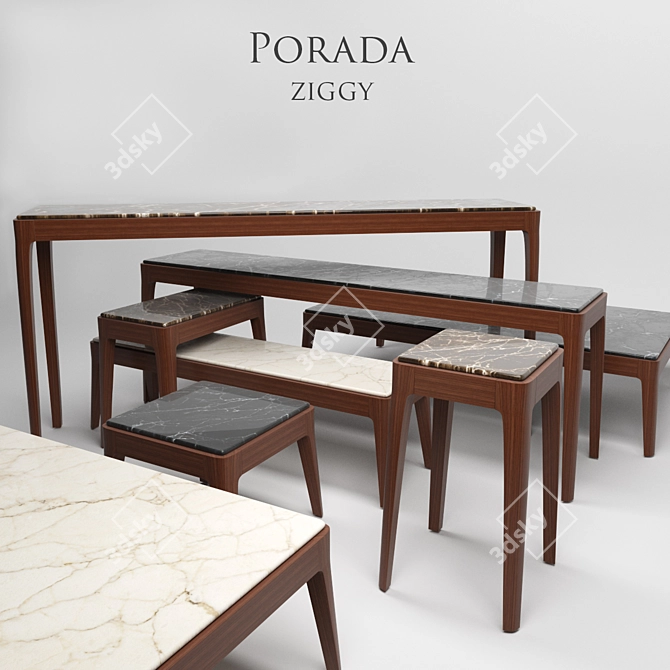 Porada Ziggy Marble Dining Tables 3D model image 1