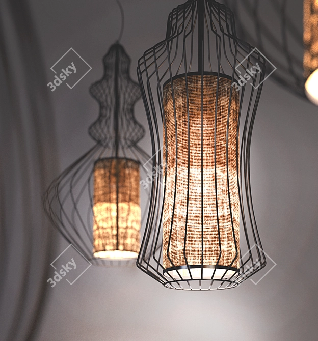 Industrial Loft 4-Light Ceiling Lamp 3D model image 2