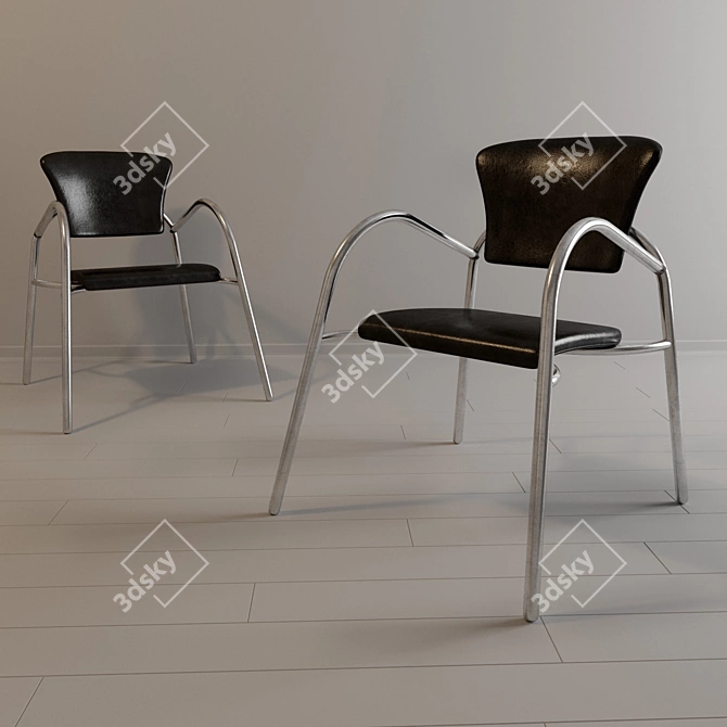 Sleek Steel Seating 3D model image 2