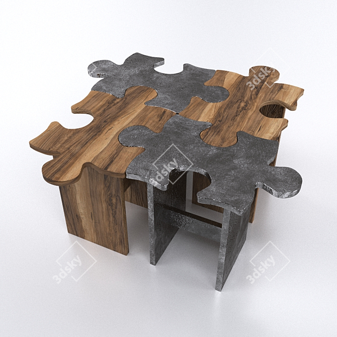 Interlocking Puzzle Stools: Versatile, Stylish and Fun! 3D model image 1