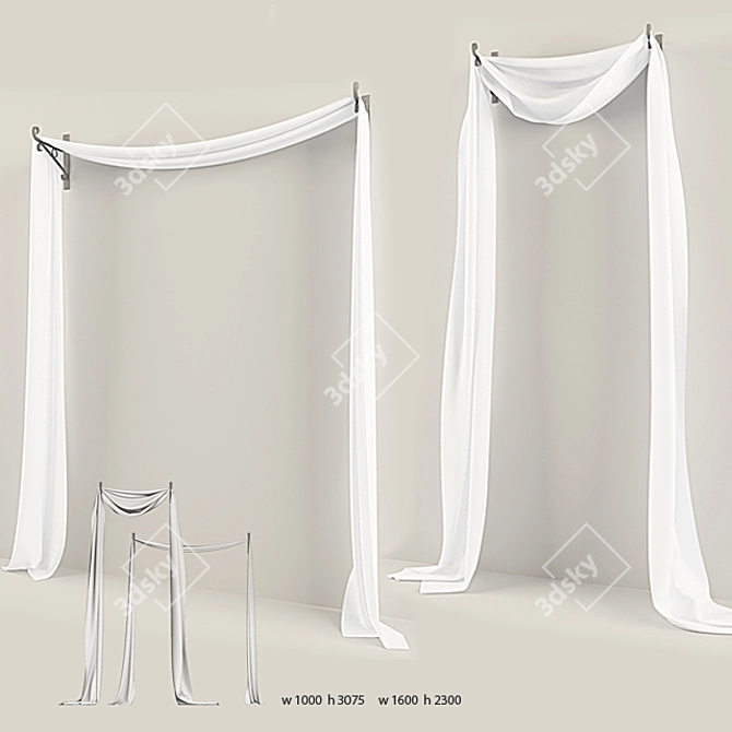 Bracketed Blind and Curtain Set 3D model image 1