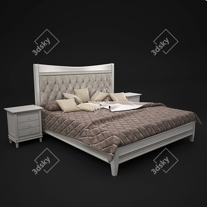 Elegant Tosato Bed & Tables 3D model image 2