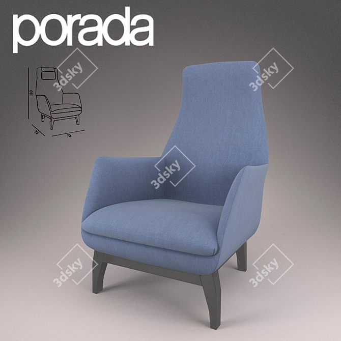 Porada Daisy: Elegant Walnut Lounge Chair with Adjustable Back 3D model image 1