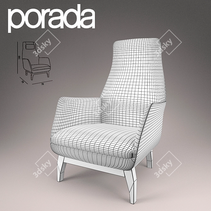 Porada Daisy: Elegant Walnut Lounge Chair with Adjustable Back 3D model image 2