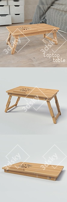  Foldable Wooden Laptop Table | Desk 3D model image 2