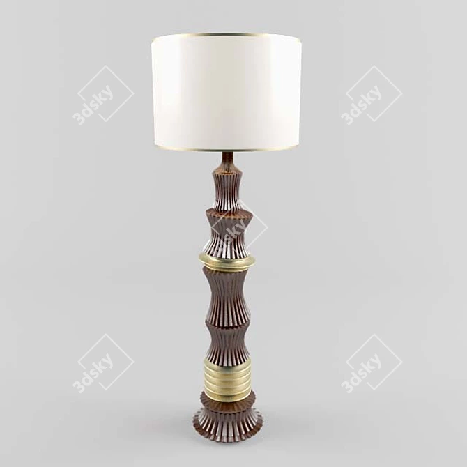 Contemporary Floor Lamp: Wood and Metal Finish 3D model image 1